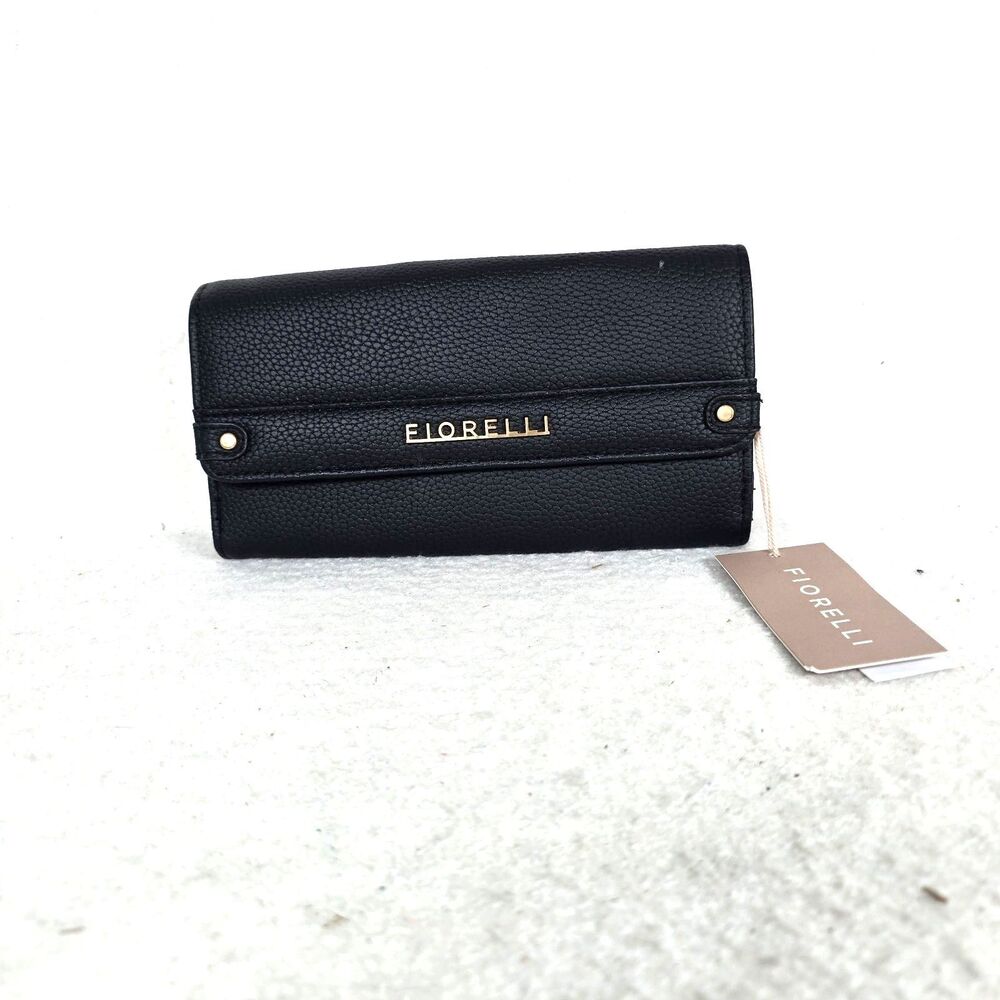 Fiorelli Diana Double Sided Clutch Wallet Pebble Black NWT